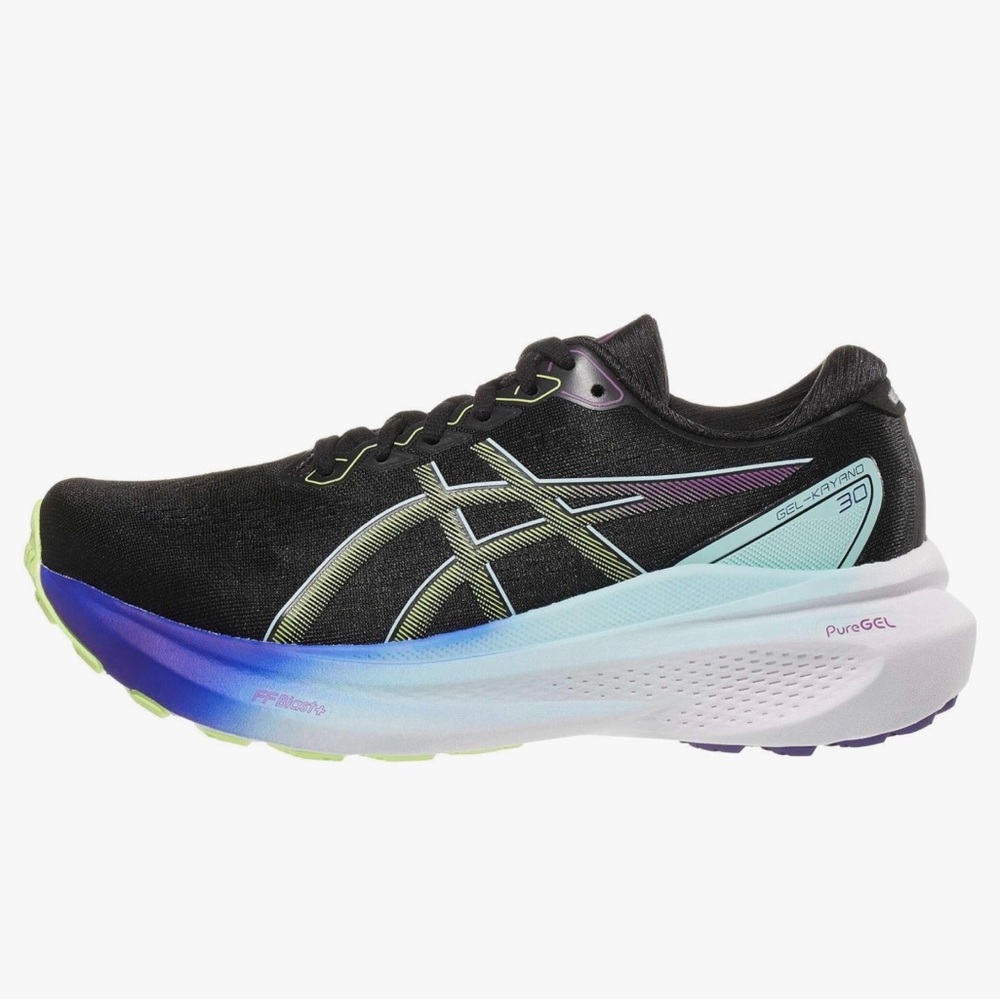 ASICS Women's Black Running Shoe with Blue-Purple Gradient Midsole 9.5 Wide - Picture 3 of 12
